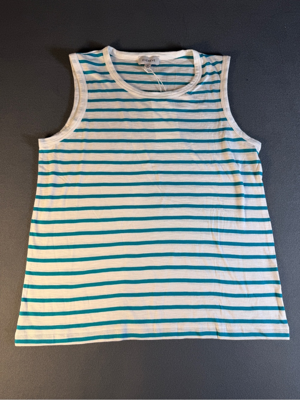 Evereve Kids White and Teal Striped Sleeveless Tank